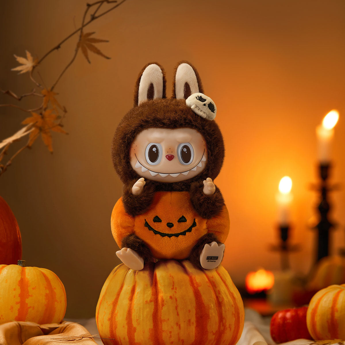 Lububu Halloween Plush – Sitting Pumpkin Vinyl Pendant (15cm)